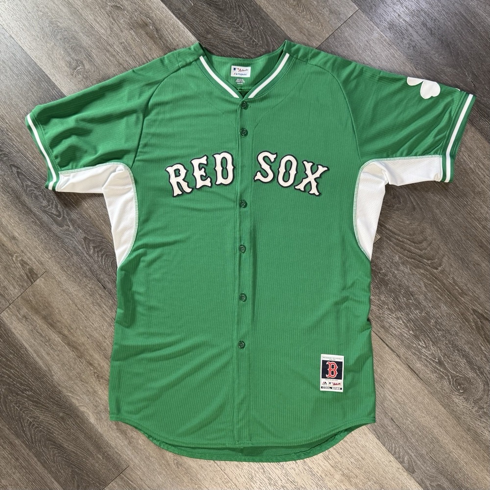 Boston Red Sox Jersey Mens L Majestic Green Authentic St Patrick's Day USA Made
